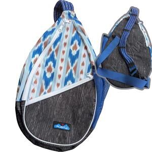 Kavu Rope Sling Bag Crossbody Backpack Blue Brown Geometric Gorpcore Travel Hike